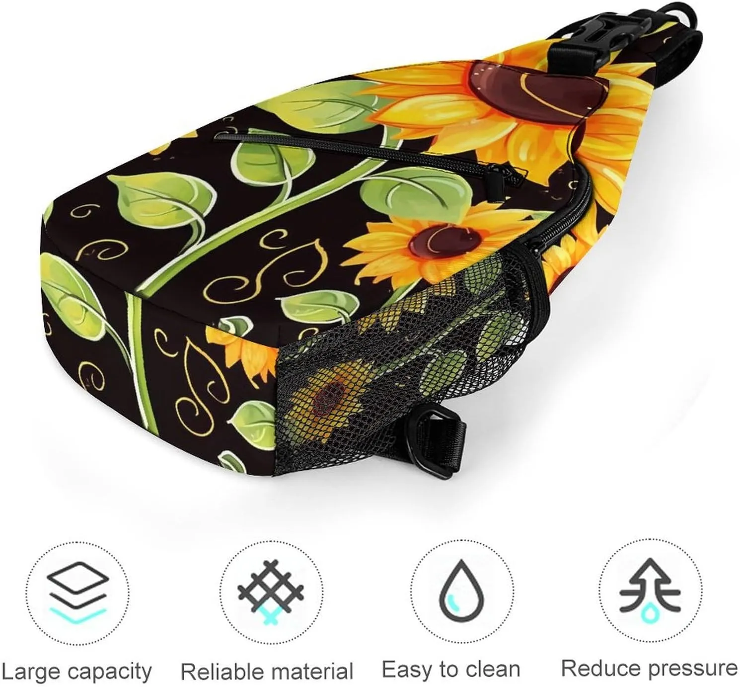 Small Crossbody Sling Backpack Cute Sunflower Chest Bags for Traveling Chest Fashion Shoulder Bag