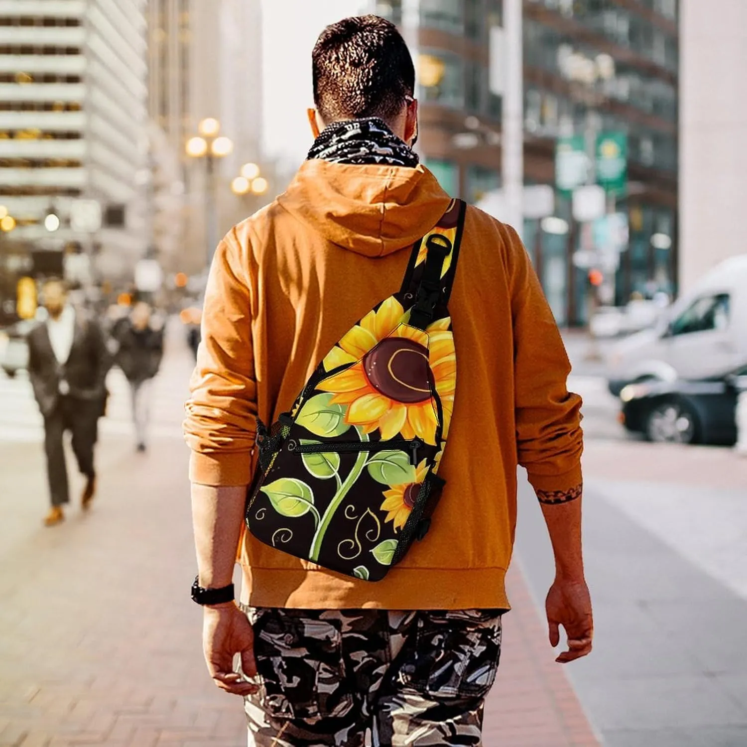 Small Crossbody Sling Backpack Cute Sunflower Chest Bags for Traveling Chest Fashion Shoulder Bag