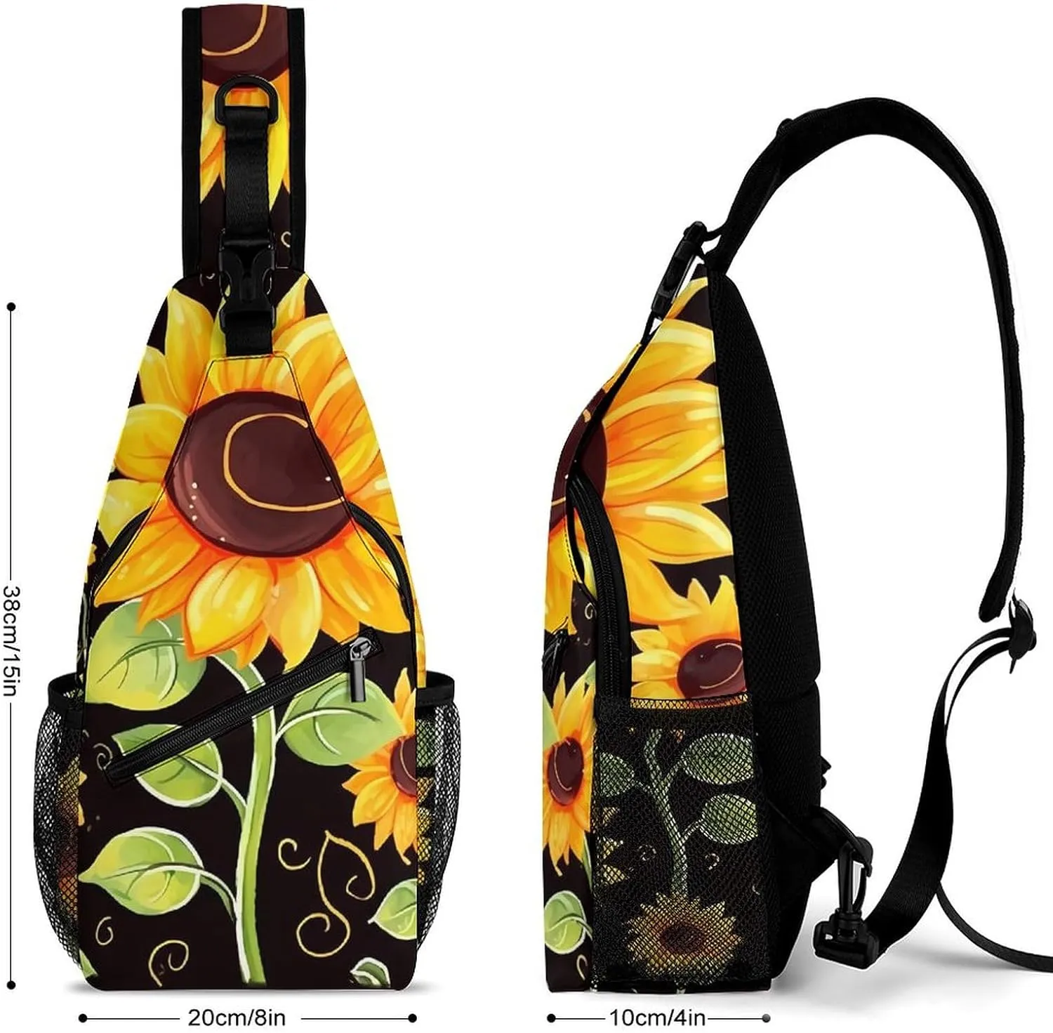 Small Crossbody Sling Backpack Cute Sunflower Chest Bags for Traveling Chest Fashion Shoulder Bag
