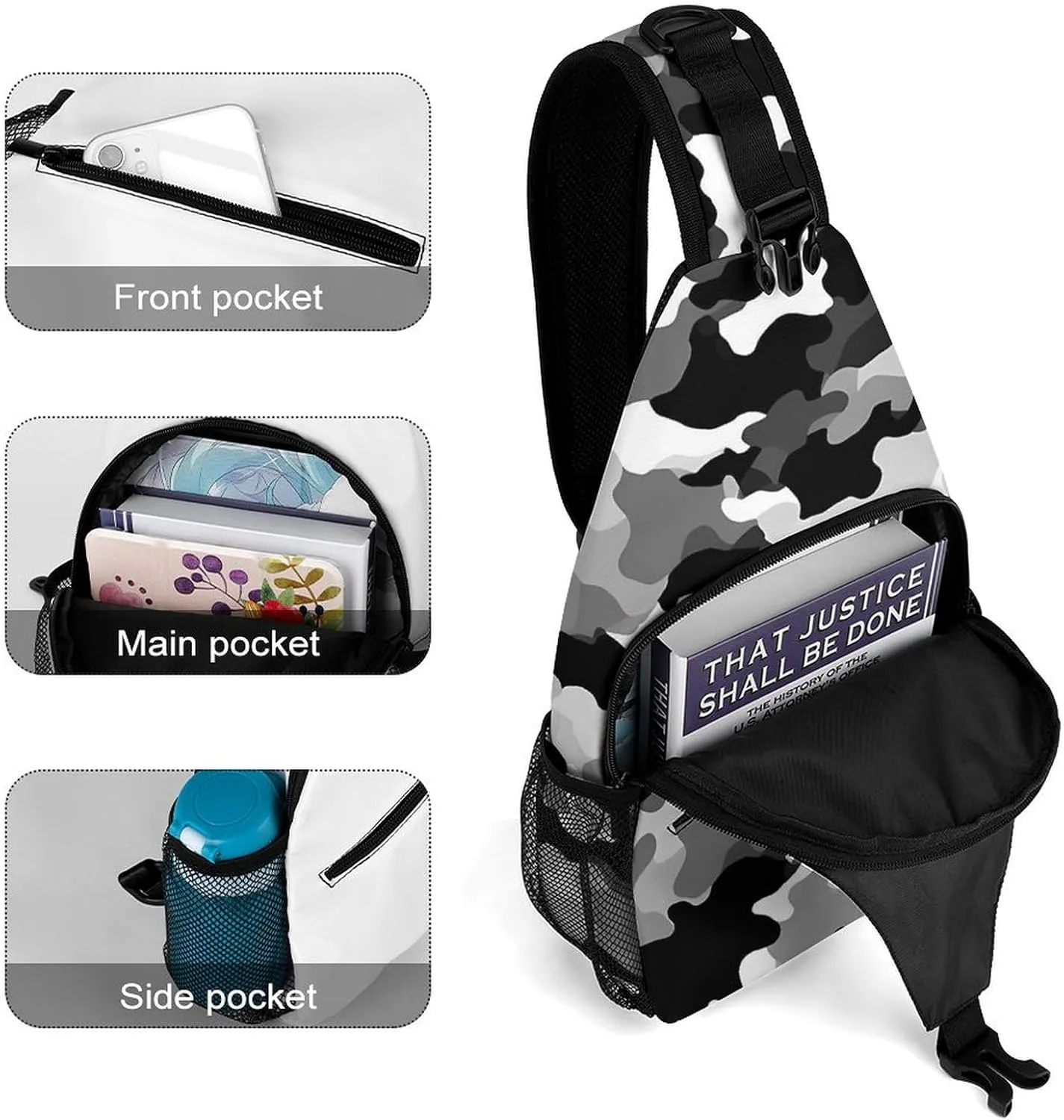 Small Crossbody Sling Backpack Mid-Century Modern Art Cat Chest Bags for Traveling Chest Fashion Shoulder Bag