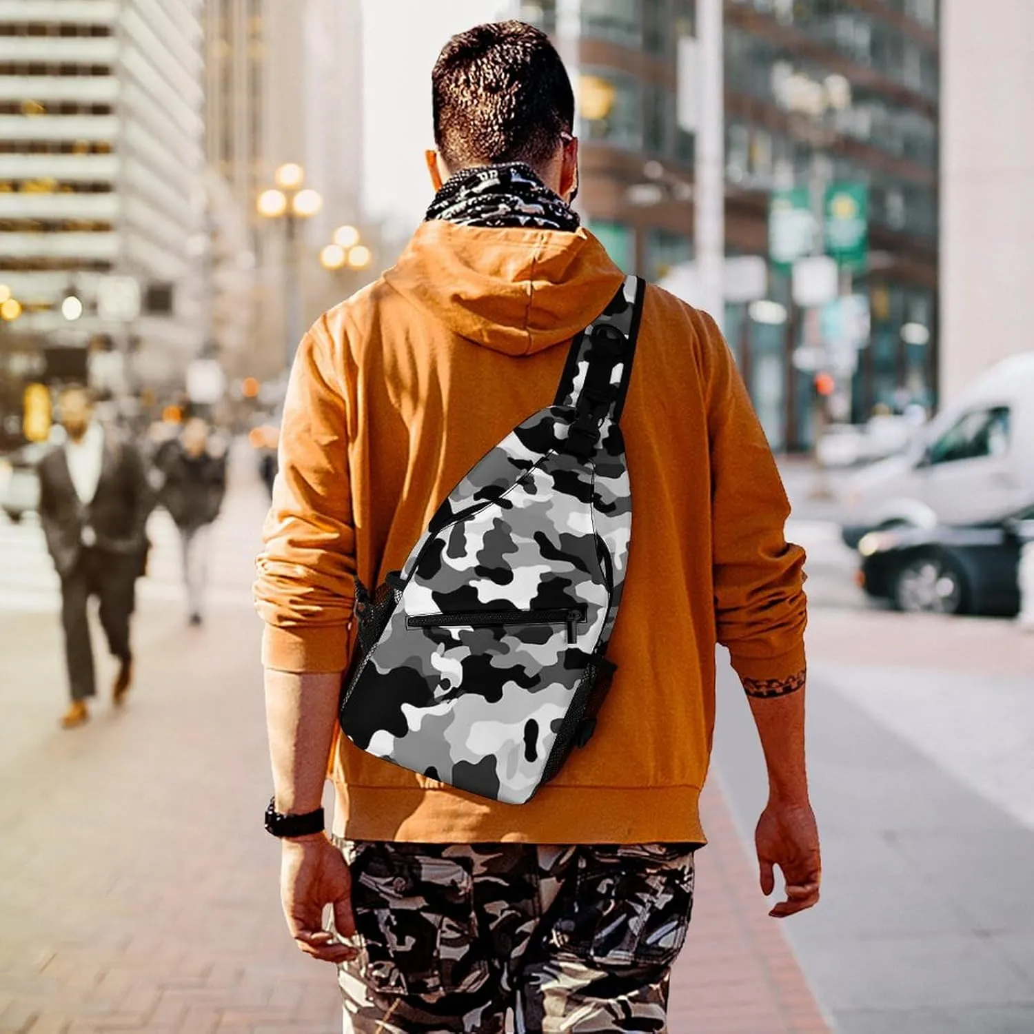 Small Crossbody Sling Backpack Mid-Century Modern Art Cat Chest Bags for Traveling Chest Fashion Shoulder Bag