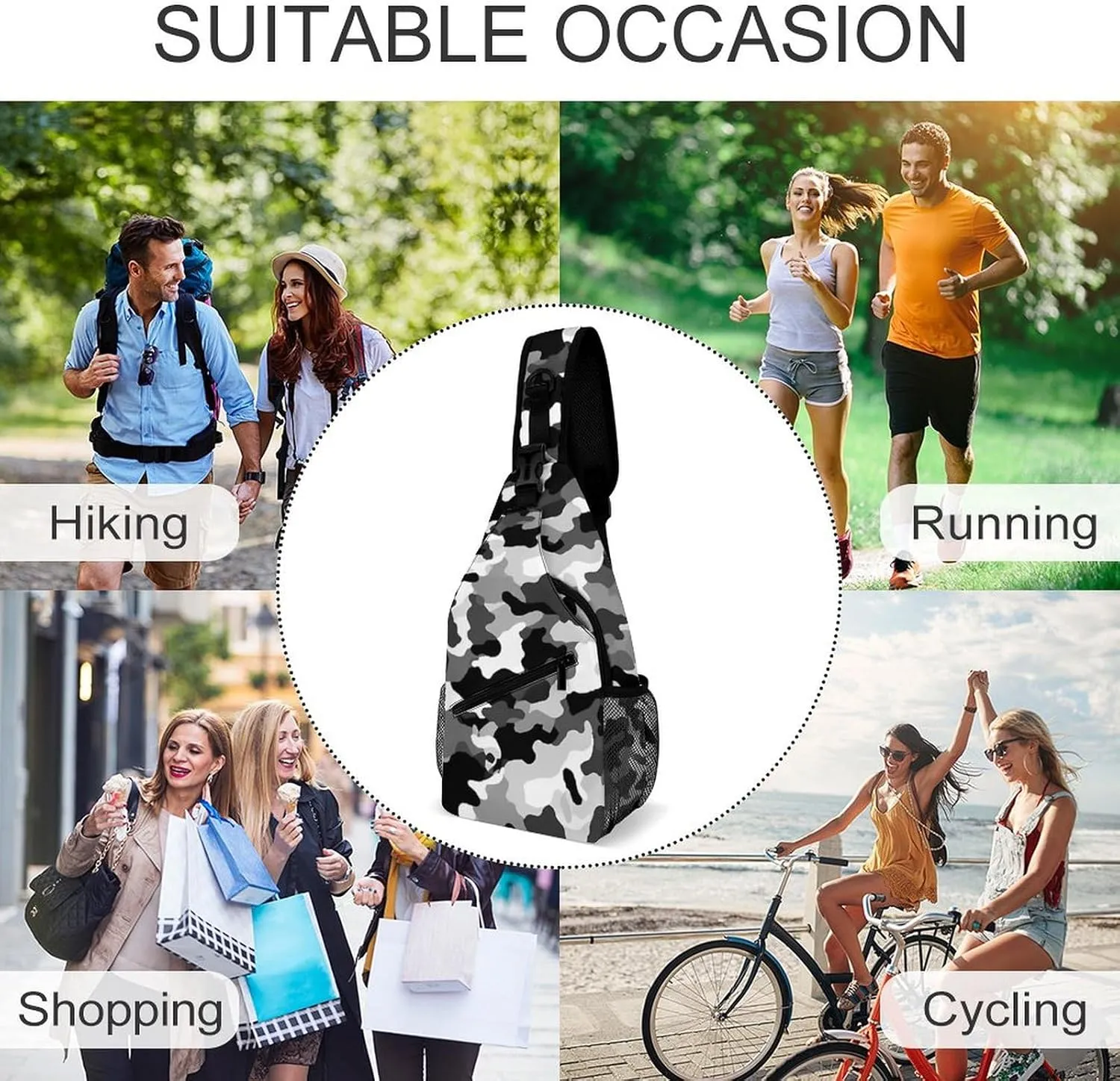 Small Crossbody Sling Backpack Mid-Century Modern Art Cat Chest Bags for Traveling Chest Fashion Shoulder Bag