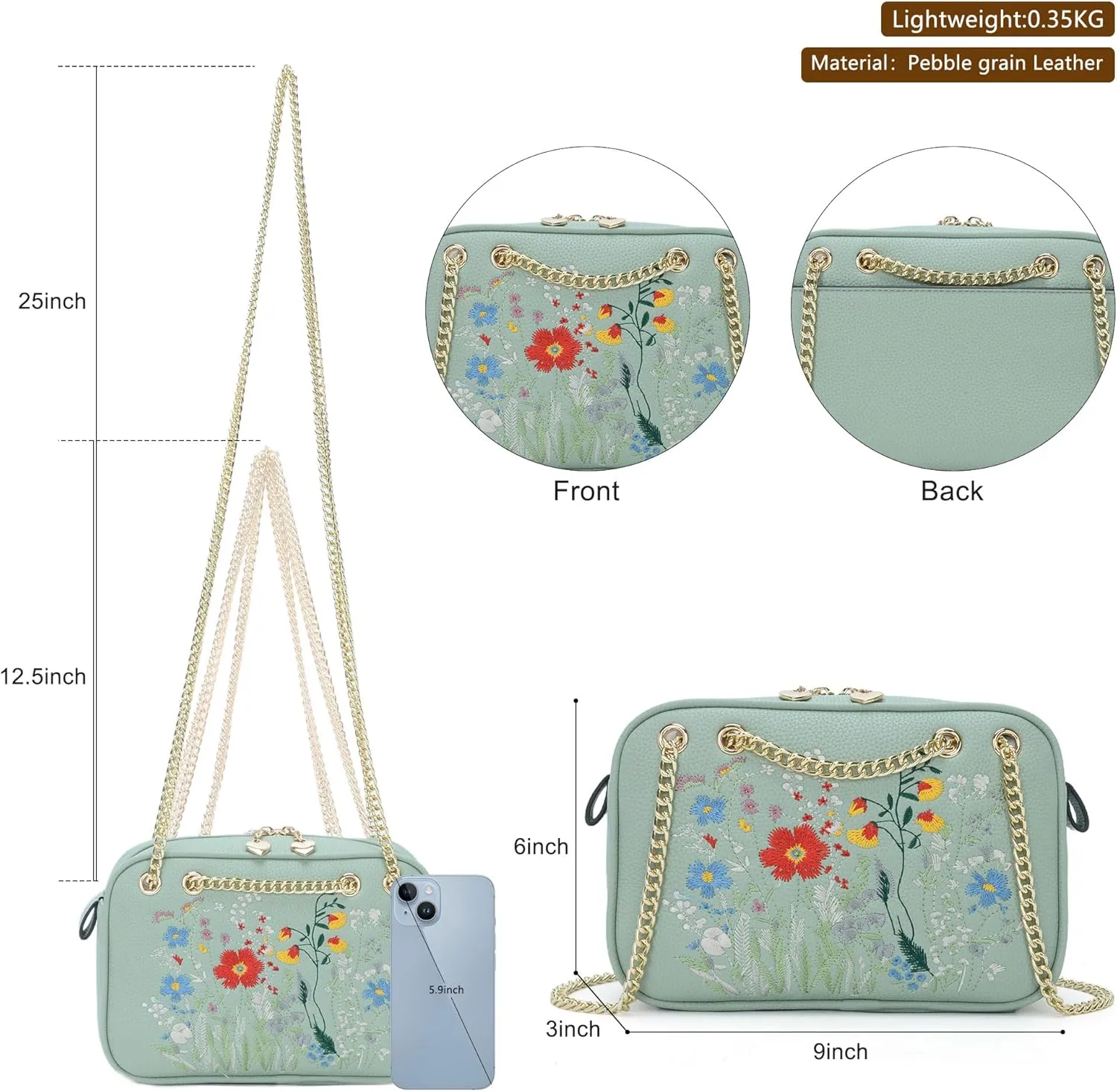 Small Flower Crossbody Bag, Trendy Designer Shoulder Bag, Phone Purse for Women with Adjustable Chain Straps