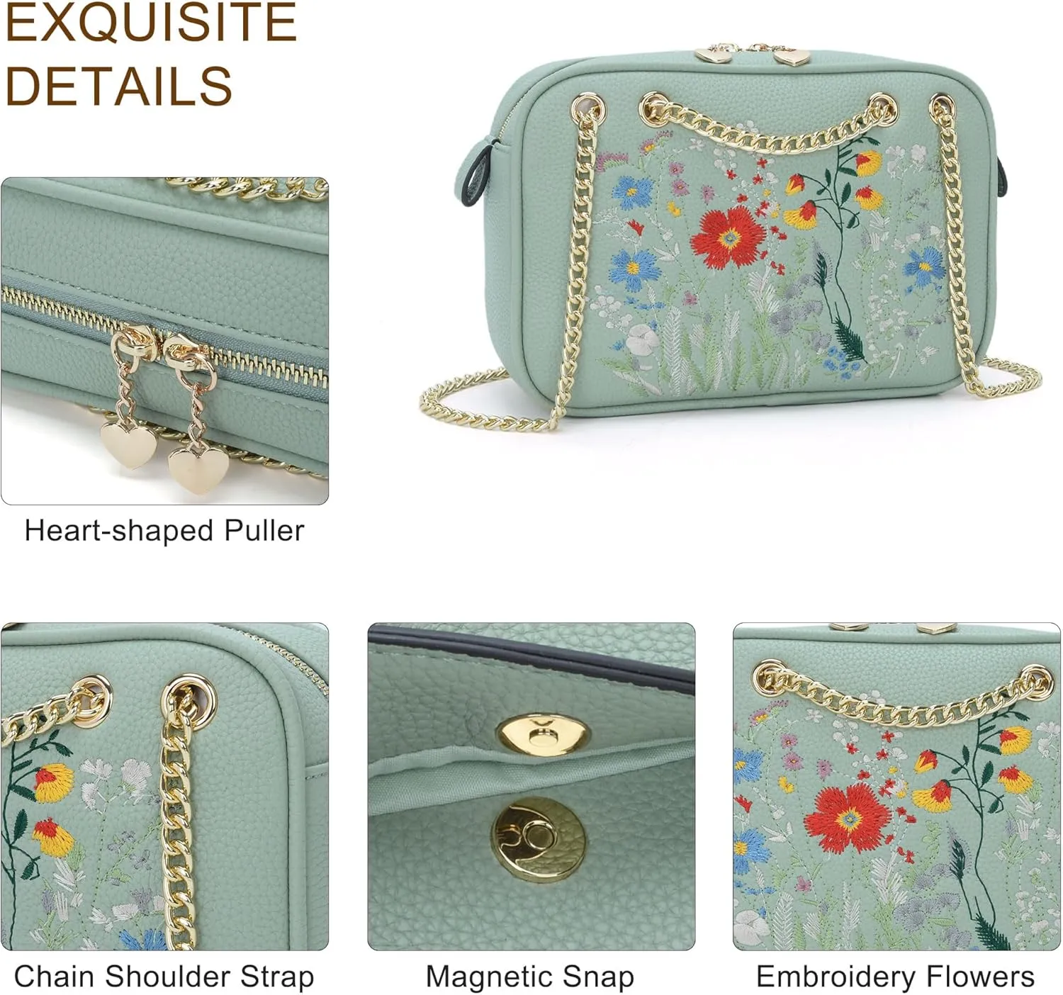 Small Flower Crossbody Bag, Trendy Designer Shoulder Bag, Phone Purse for Women with Adjustable Chain Straps