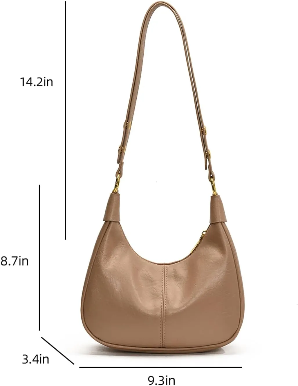 Small Hobo Bags for Women Leather Shoulder Bag Retro Crescent Crossbody Bags Trendy Purses Zipper