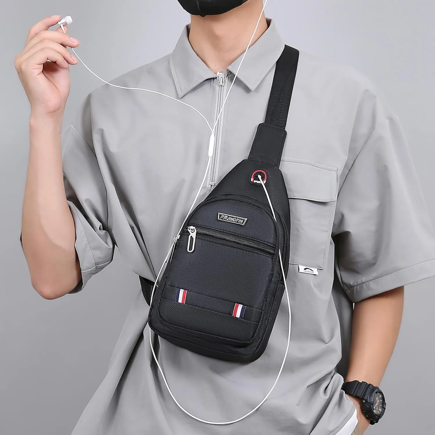 Small Multipurpose Crossbody Sling Backpack Waterproof Sling Gym Bag Travel Hiking Chest Bag Daypack for Men Women (Black)