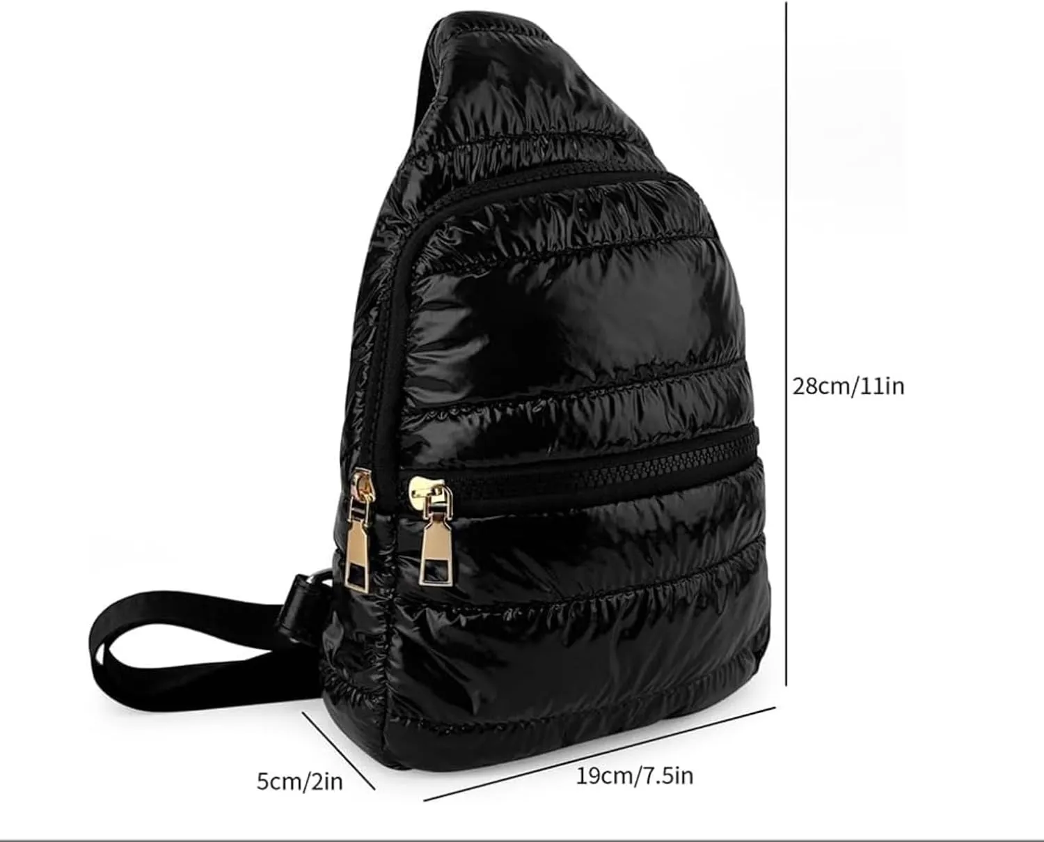 Small Puffy Sling Bag for Women Unisex Quilted Sling Bag for Men Puffer Chest Bag Small Bum Bag (White)
