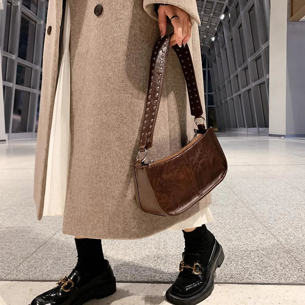 Small Shoulder Bag for Women Crossbody Sling Bag PU Tote Handbag Classic Hobo Purse Clutch Underarm Luna Bag(Red)
