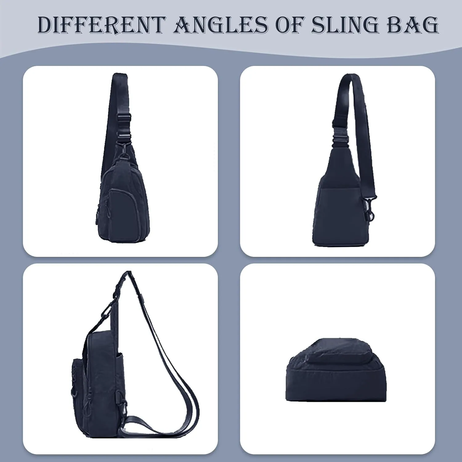 Small Sling Bag for Women Men, Small Crossbody Sling Bag with Adjustable Straps Daily Chest Bag Lightweight Casual Backpack for Traveling Hiking Blue