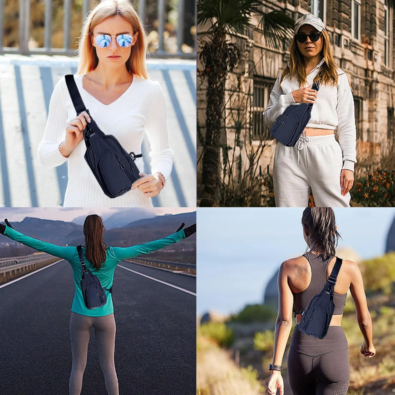 Small Sling Bag for Women Men, Small Crossbody Sling Bag with Adjustable Straps Daily Chest Bag Lightweight Casual Backpack for Traveling Hiking Blue