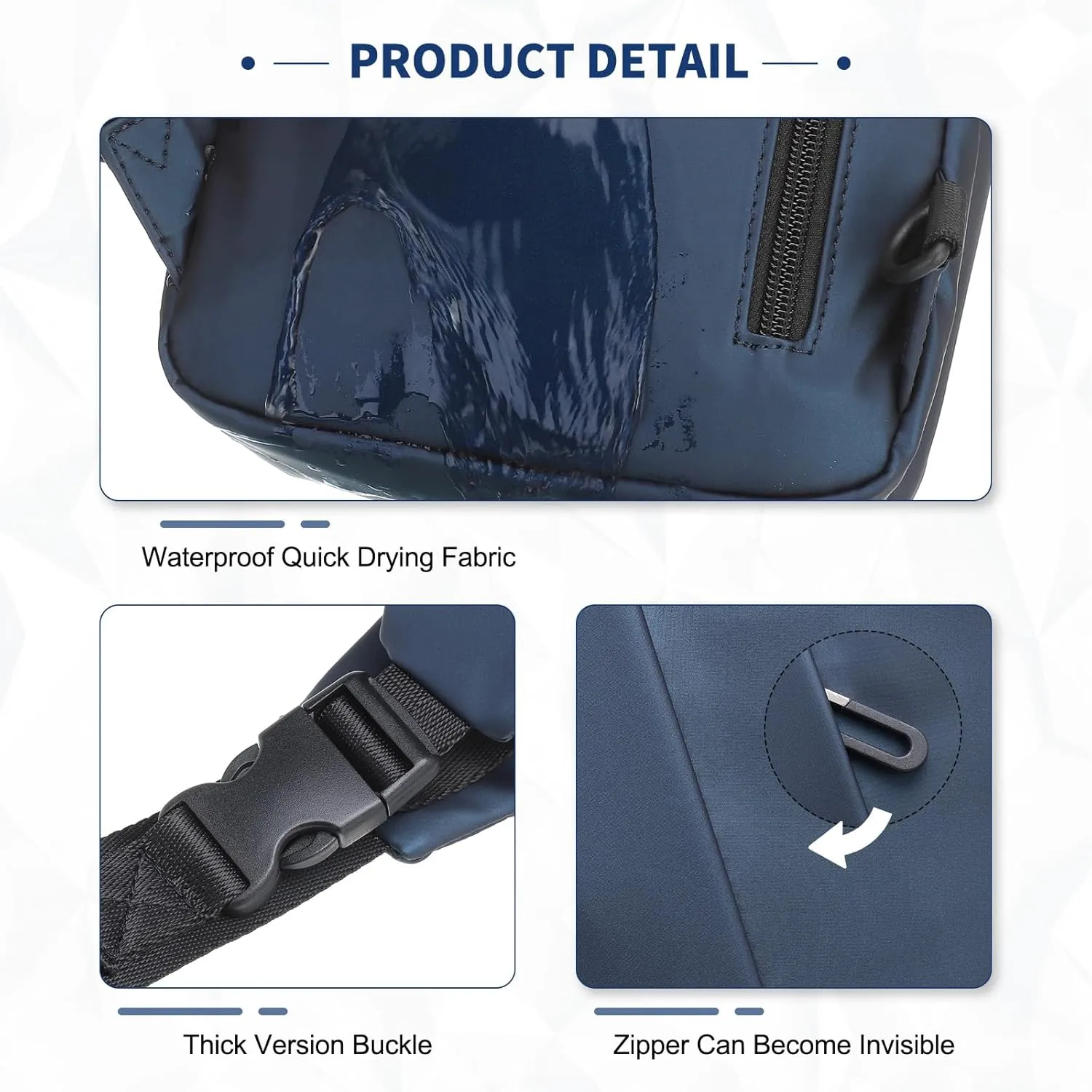 Small Sling Bag, Waterproof Nylon 7.9 Inch Crossbody Chest Bags Daypack Backpack with Anti-theft Pocket for Men Women (Dark Blue)
