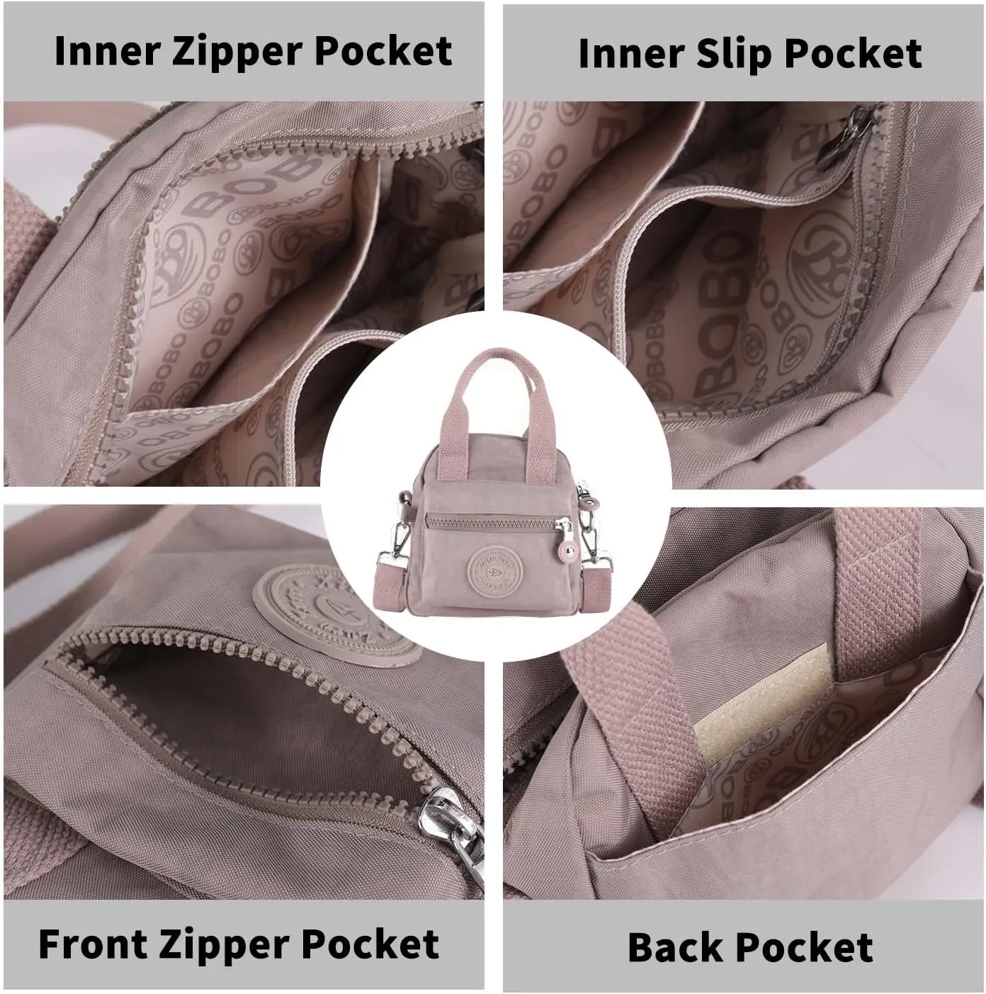 Small Tote Bag with Zipper, Women Waterproof Mini Crossbody Handbags Shoulder Bag Ladies Casual Satchel