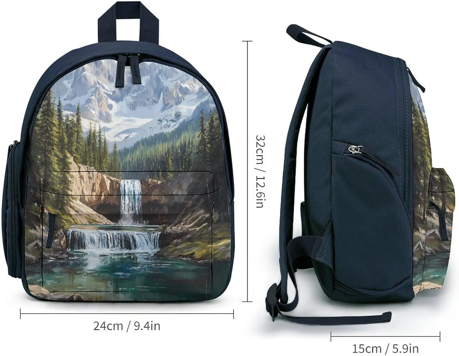 Snow Mountain Melt River Cute Backpack Shoulders Bag Casual Daypacks Travel Back Pack for Camping Hiking Blue-style