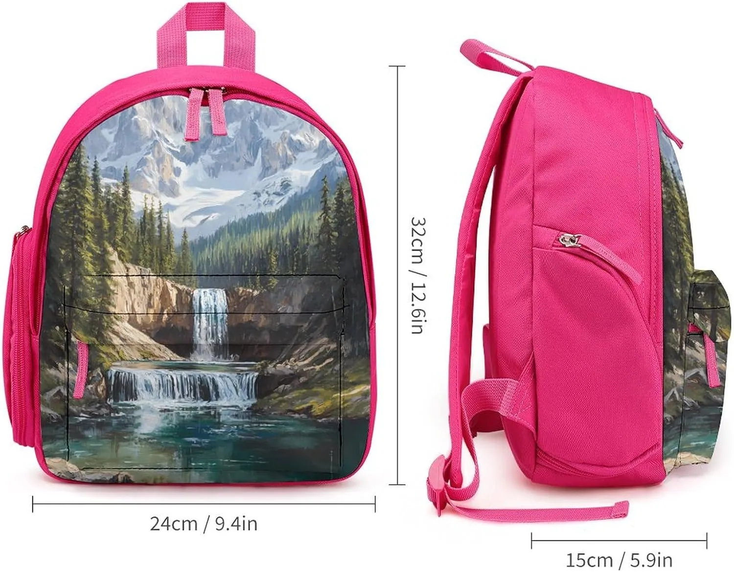 Snow Mountain Melt River Cute Backpack Shoulders Bag Casual Daypacks Travel Back Pack for Camping Hiking Pink-style