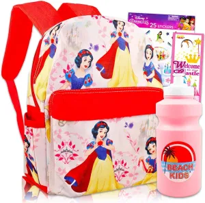 Snow White Backpack Set - Bundle of 12" Mini Snow White Bag, Water Bottle, Stickers, More | Disney School Supplies