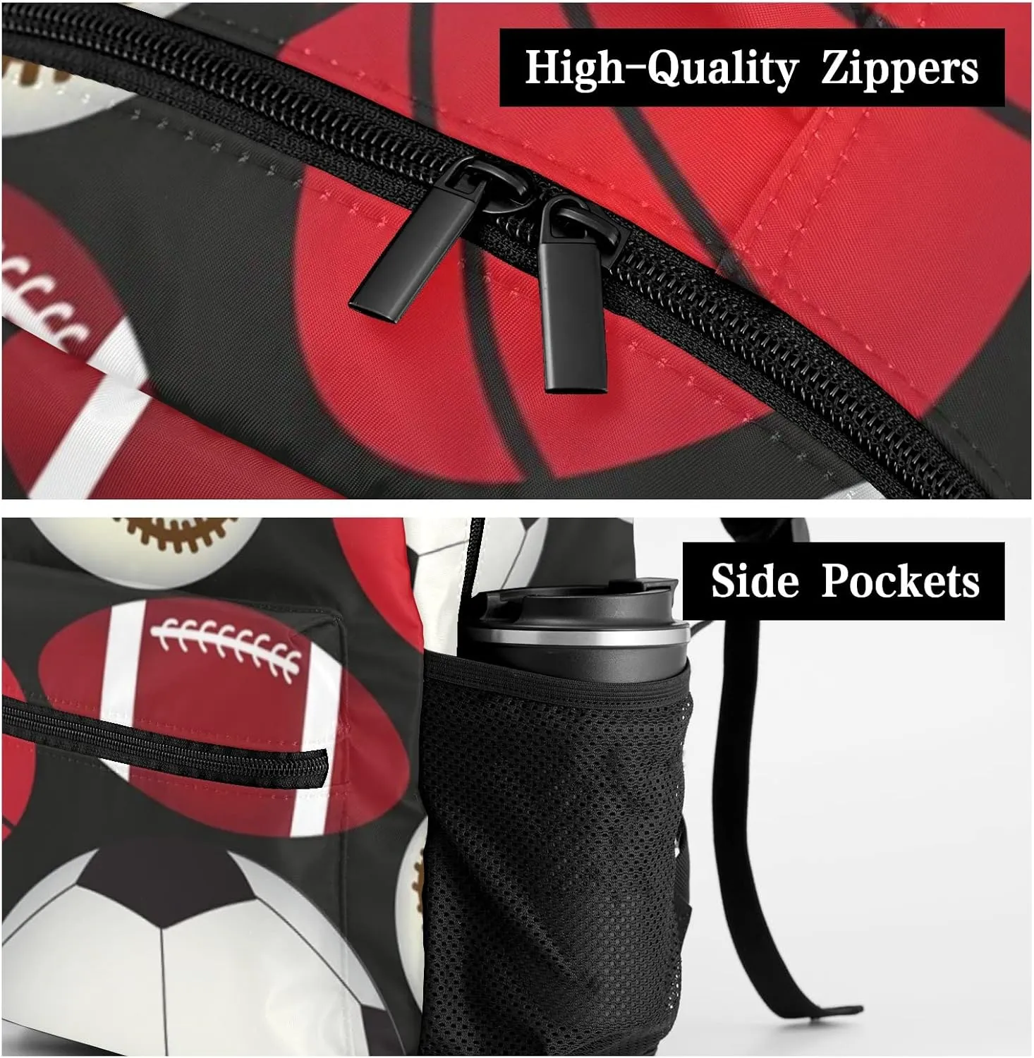 Soccer Baseballs Personalized Kids School Backpack Custom for Boys Girls Primary Daypack School Bookbag Travel Bag