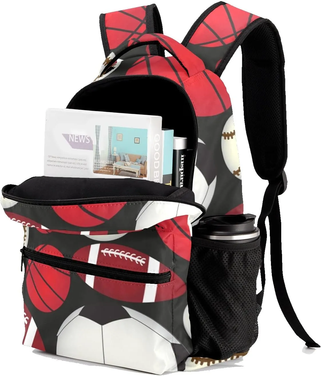 Soccer Baseballs Personalized Kids School Backpack Custom for Boys Girls Primary Daypack School Bookbag Travel Bag
