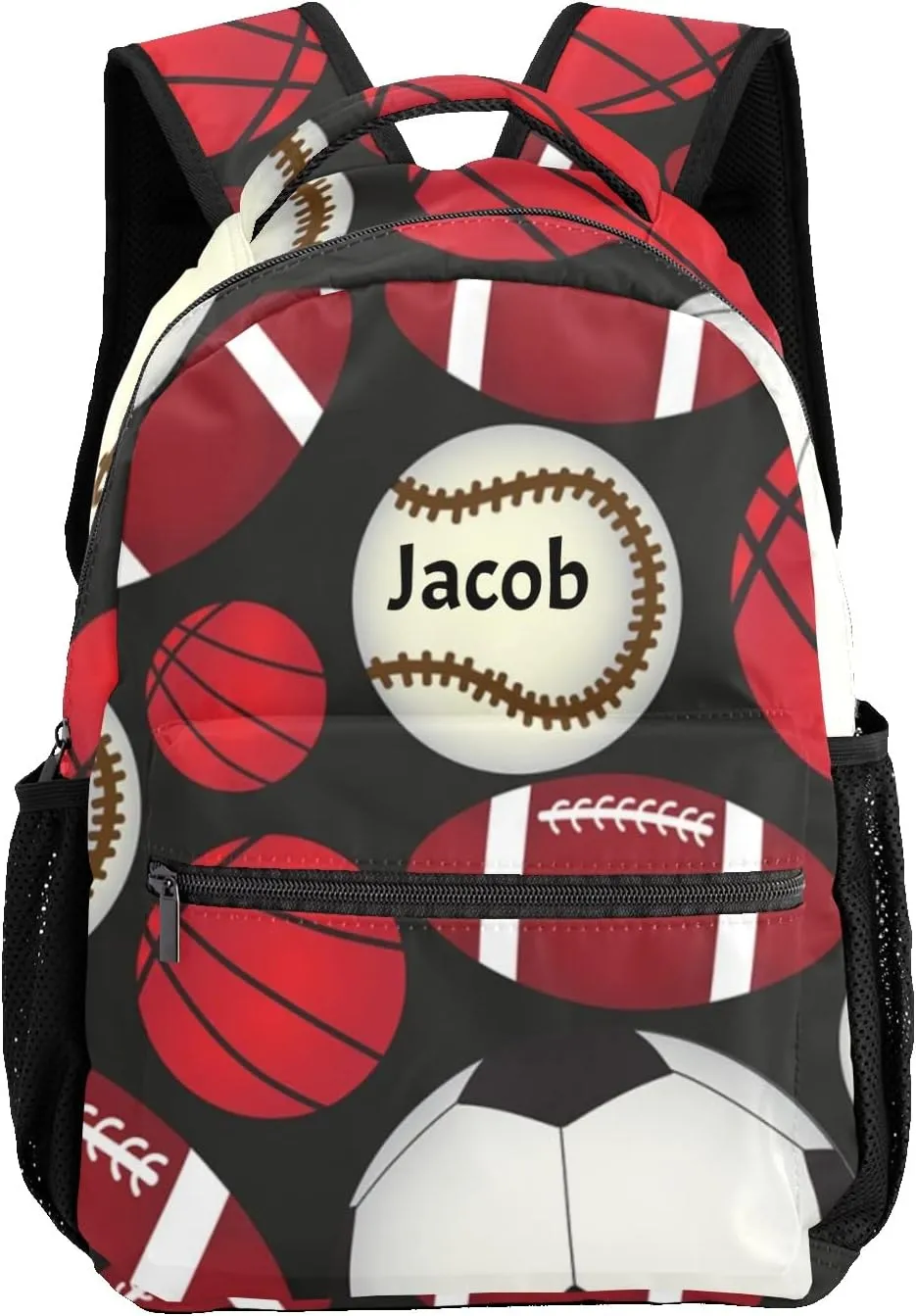 Soccer Baseballs Personalized Kids School Backpack Custom for Boys Girls Primary Daypack School Bookbag Travel Bag