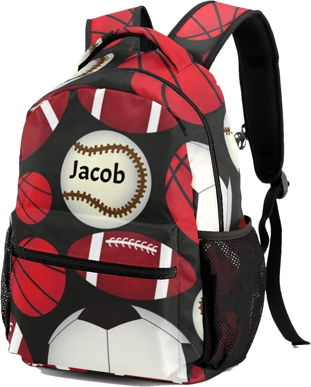 Soccer Baseballs Personalized Kids School Backpack Custom for Boys Girls Primary Daypack School Bookbag Travel Bag
