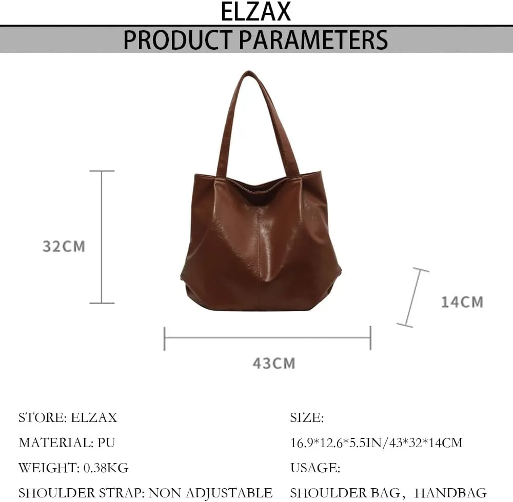 Soft Leather Hobo Bags for Women Vintage Slouchy Tote Bag Hobo Purses and Handbags Large Capacity Shoulder Bag