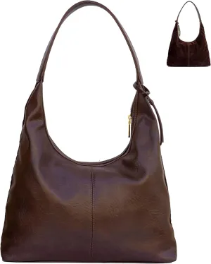 Soft PU Leather and Suede Tote Bag Shoulder Bag for Women - Large Capacity Hobo Bag with Interior Pockets