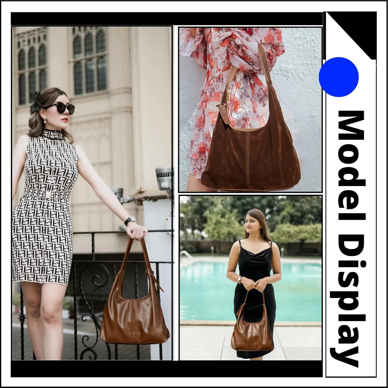 Soft PU Leather and Suede Tote Bag Shoulder Bag for Women - Large Capacity Hobo Bag with Interior Pockets