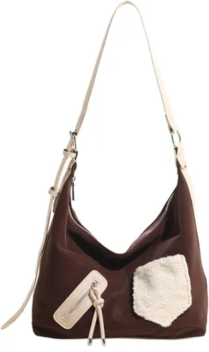 Soft Suede Shoulder Bag for Women Slouchy Crossbody Tote Purse Large Dumpling Handbags Top Handle Satchels