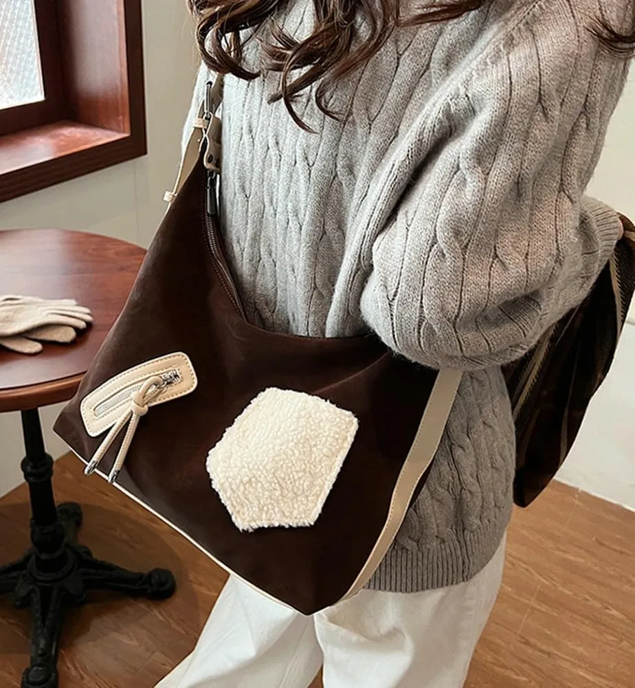 Soft Suede Shoulder Bag for Women Slouchy Crossbody Tote Purse Large Dumpling Handbags Top Handle Satchels