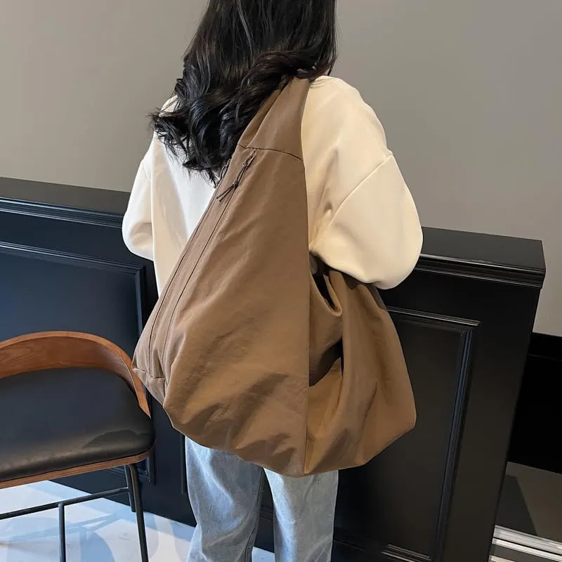 Solid Hobo Shoulder Bag Large Tote Bags For Women Soft Slouchy Handbag Trendy Purse Work Travel