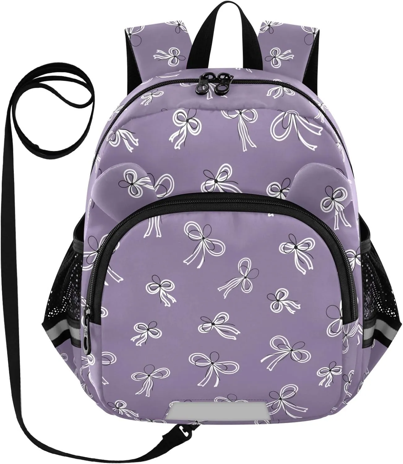 Solid Purple Preschool Backpack Bows Daycare Bookbag School Backpack with Traction Rope for Kids 3-6