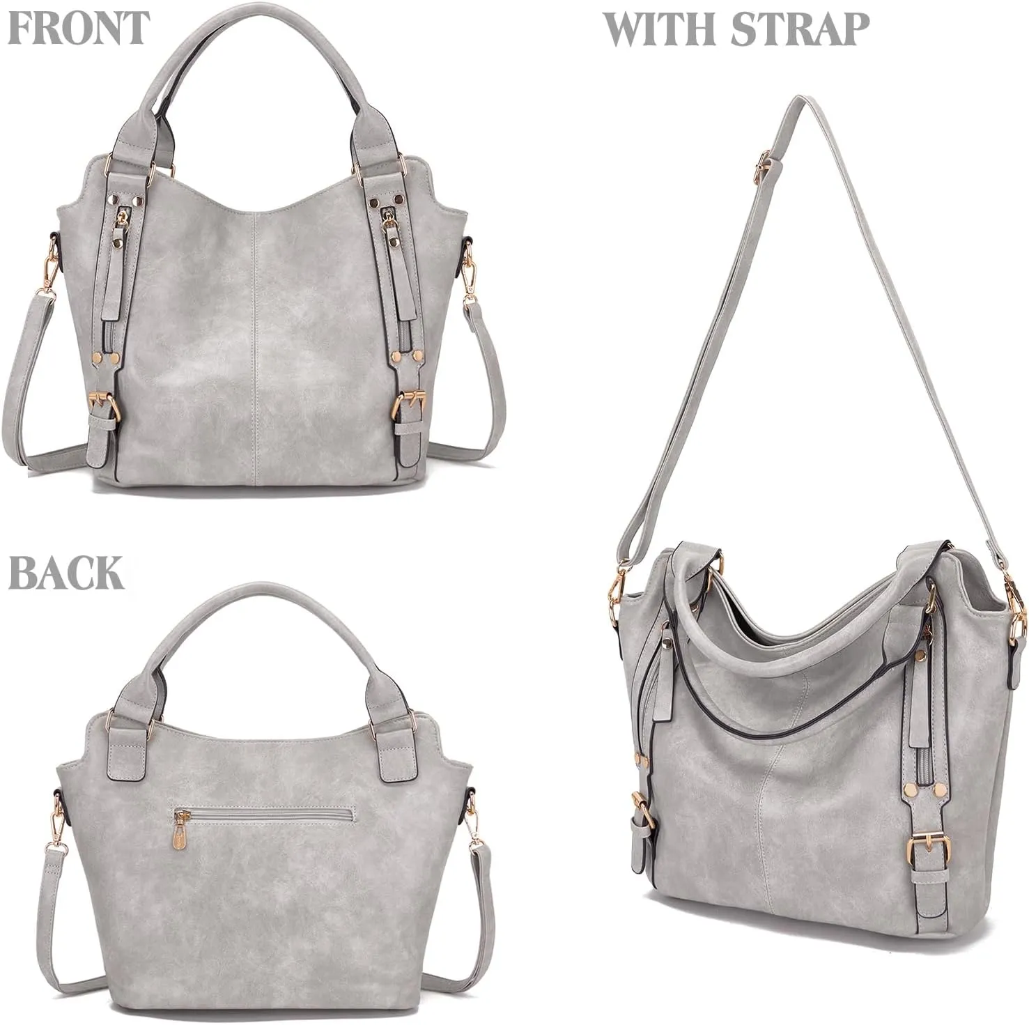 Soperwillton Purses for Women Large Shoulder Handbag Tote PU Leather Hobo Crossbody Bag Ladies Wallet Set 4pcs