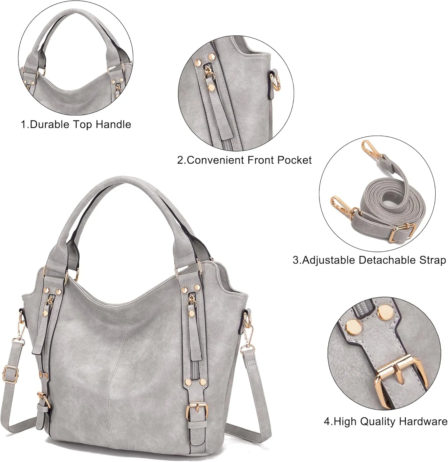 Soperwillton Purses for Women Large Shoulder Handbag Tote PU Leather Hobo Crossbody Bag Ladies Wallet Set 4pcs