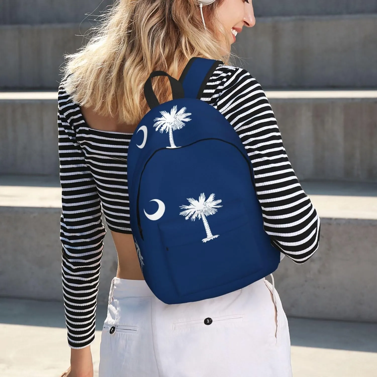 South Carolina Flag print Laptop Backpack for Women Men,Bookbag Casual Daypackfor College Work for Travel Computer