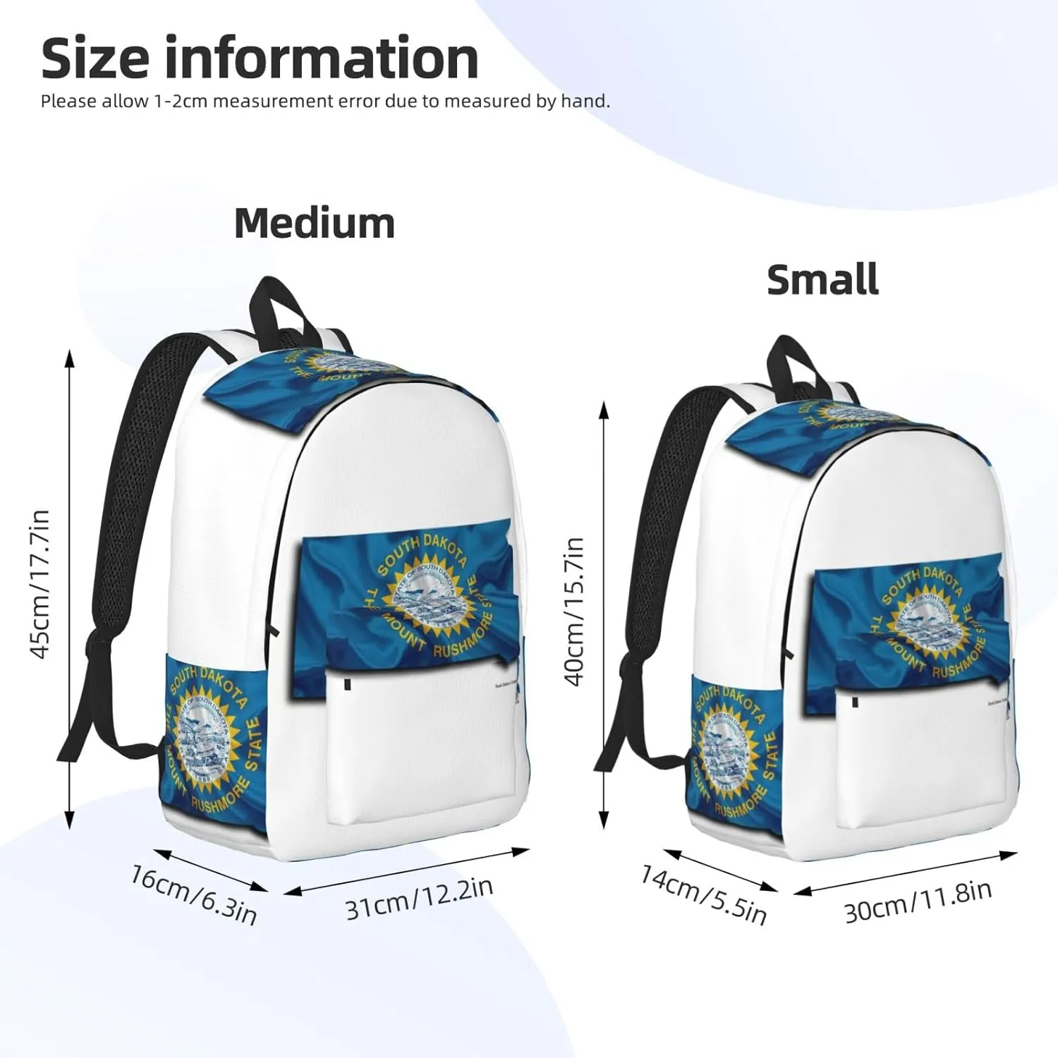 South Dakota Flag Map print Large Laptop Backpack for Women, Work Business Backpacks College Bookbag for School