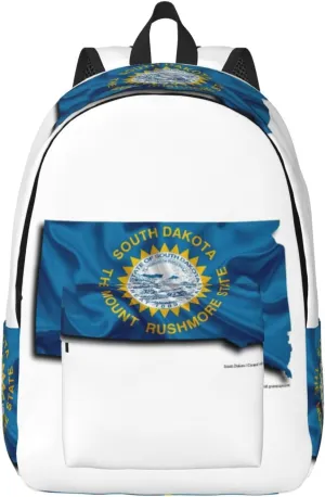 South Dakota Flag Map print Large Laptop Backpack for Women, Work Business Backpacks College Bookbag for School