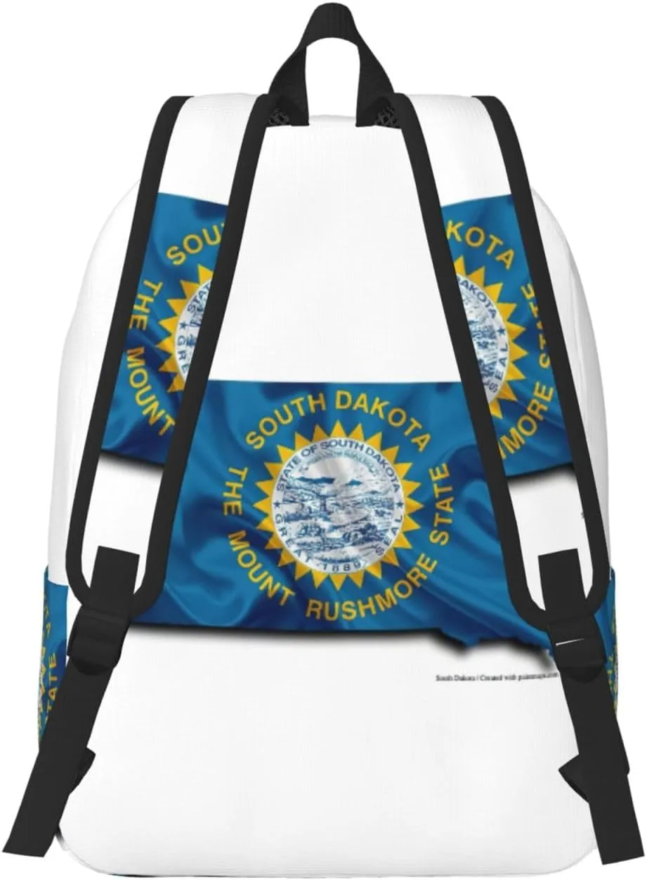 South Dakota Flag Map print Large Laptop Backpack for Women, Work Business Backpacks College Bookbag for School