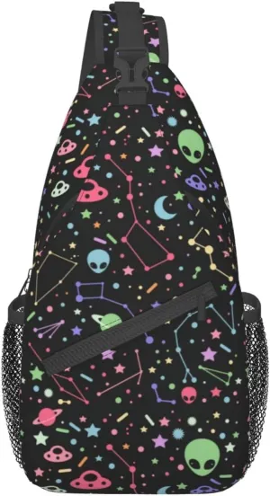 Space Planet Sling Bag,Multipurpose Crossbody Backpack Shoulder Chest Bag for Women Men Travel Hiking Daypack
