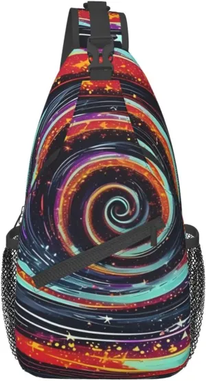 Space Spiral Cosmic Crossbody Bags Sling Backpackï¼ŒMultipurpose Cross body Shoulder Bag for Men and Women Chest Bag Travel Hiking Daypack