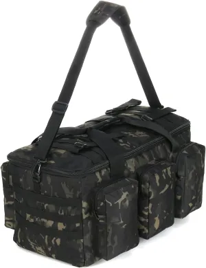 Sparklekle Military Duffel Bag 50L Gym Bag for Men Convertible Weekend Backpack for Sports Travel Camping (Dark-Camo)