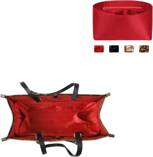 Speedy Neverfull Tote Organizer Insert - Silk Purse Organizer with Zipper, Silky Smooth, 6 Sizes (Medium, Silky Red)