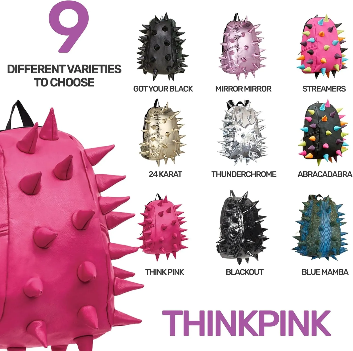Spike Think Pink Premium 15" Laptop Backpack for Men & Women, Durable Lightweight Stylish Carry On Unisex Fun Casual Travel Commuter Bag