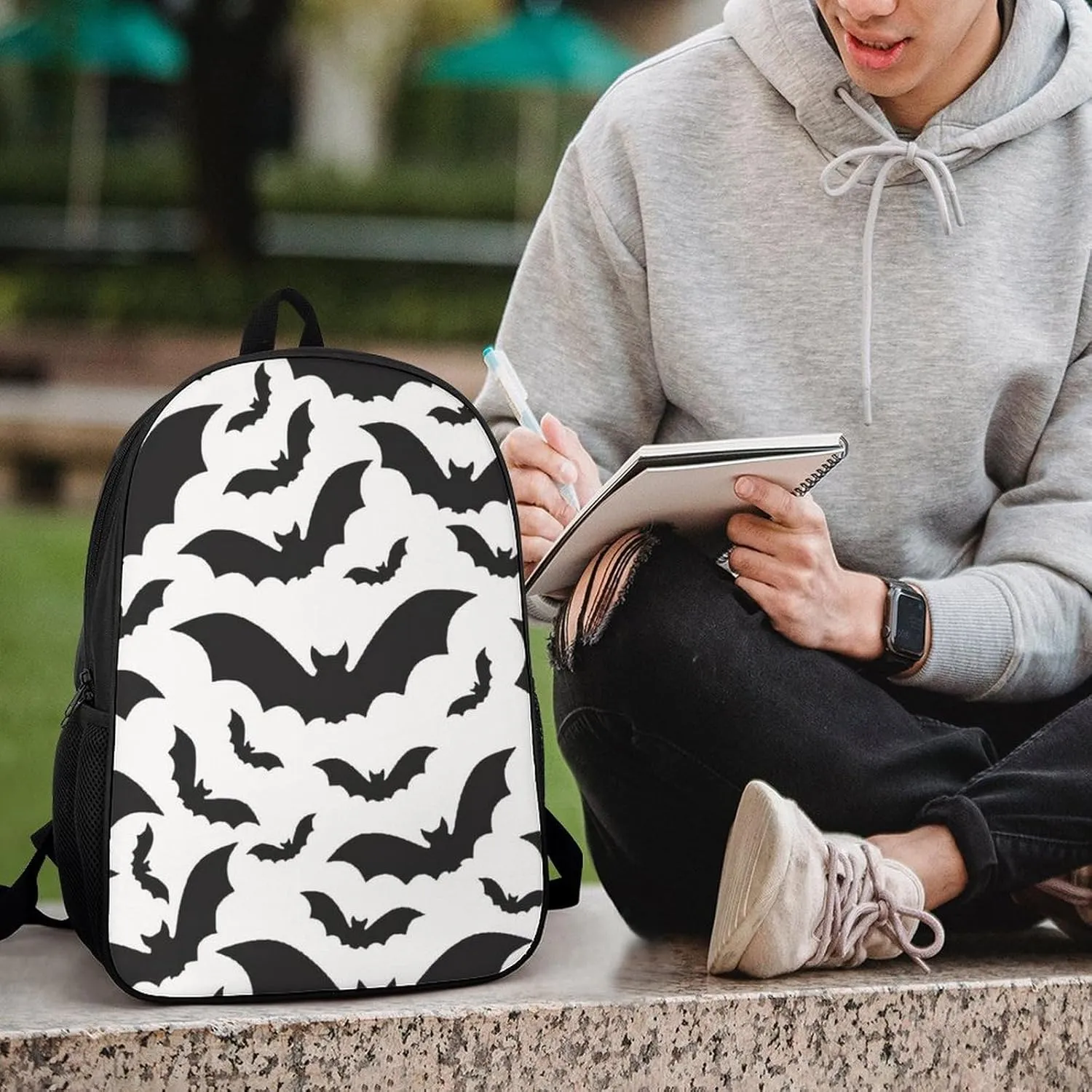 Spooky Halloween Bats Black Backpack Lightweight Waterproof Backpacks Laptop Backpack for Unisex Casual Travel Daypacks Large Capacity
