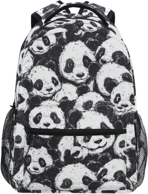 Sport Backpack for Men Women Fashion Stylish Travel Bags with Chest Strap for College Work Cartoon Cute Black and White Panda