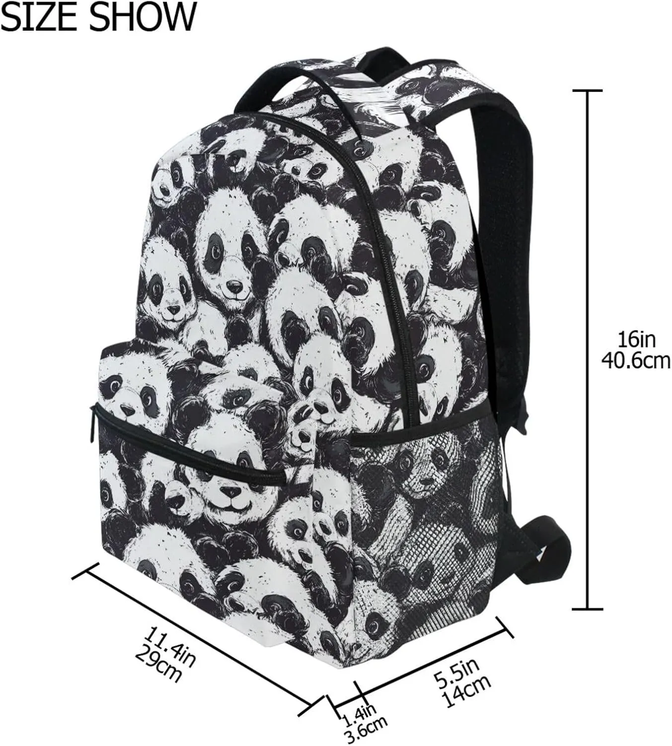 Sport Backpack for Men Women Fashion Stylish Travel Bags with Chest Strap for College Work Cartoon Cute Black and White Panda