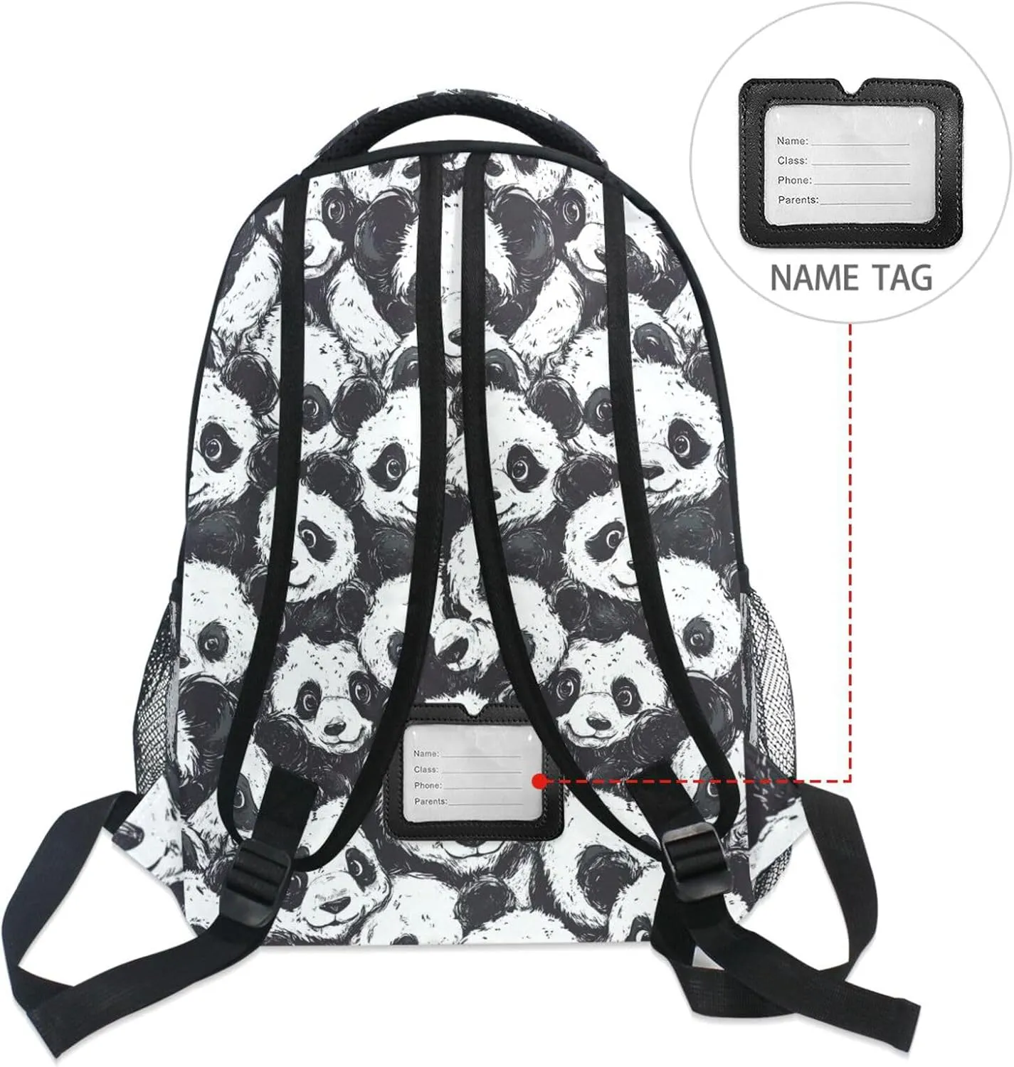 Sport Backpack for Men Women Fashion Stylish Travel Bags with Chest Strap for College Work Cartoon Cute Black and White Panda