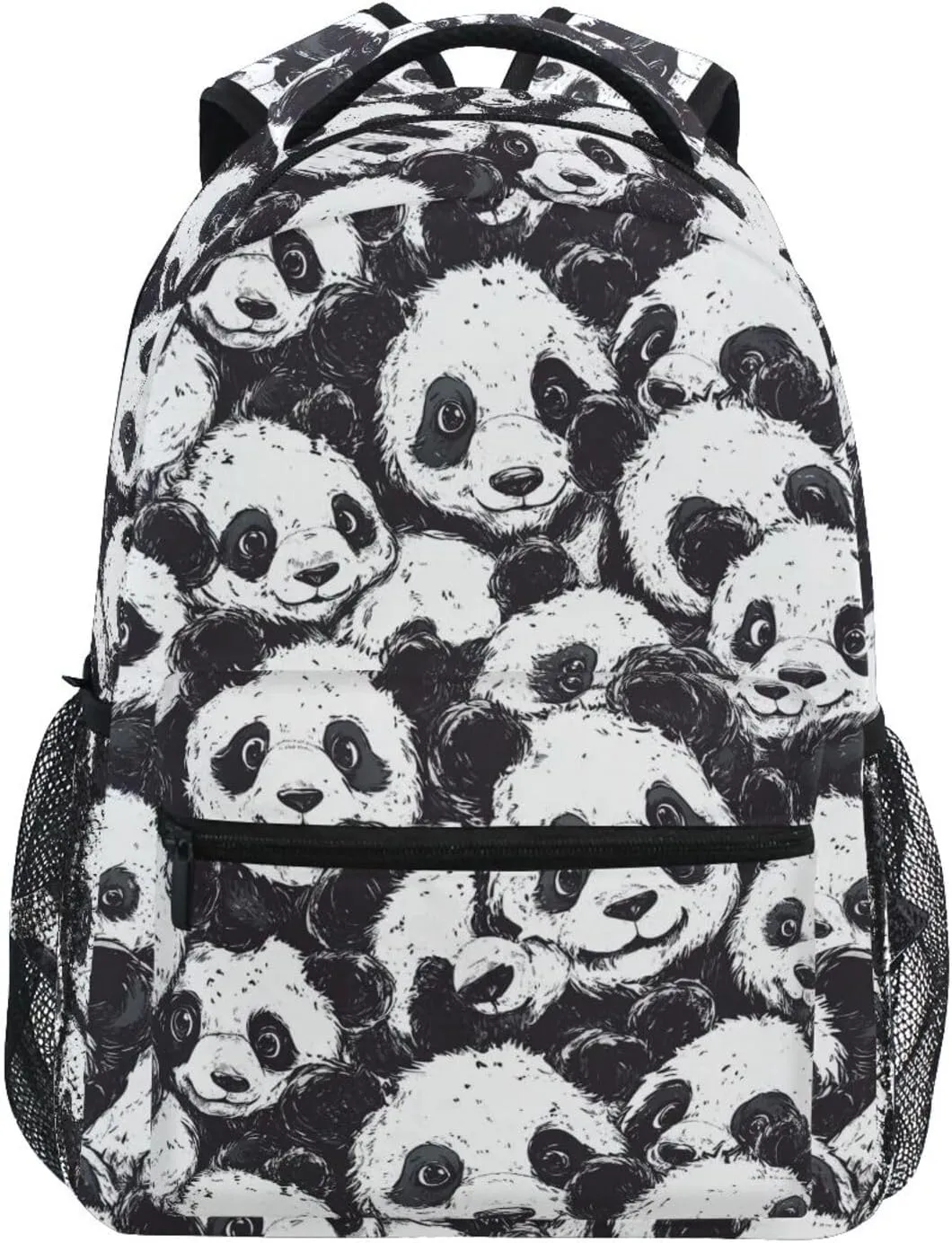 Sport Backpack for Men Women Fashion Stylish Travel Bags with Chest Strap for College Work Cartoon Cute Black and White Panda