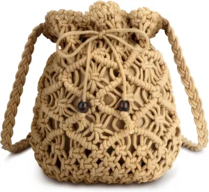 Straw Handbags Purses Crossbody Pocketbook Bag Casual Woven Beach Bags Summer Hobo Hippie Chic Tote Bags with Chain
