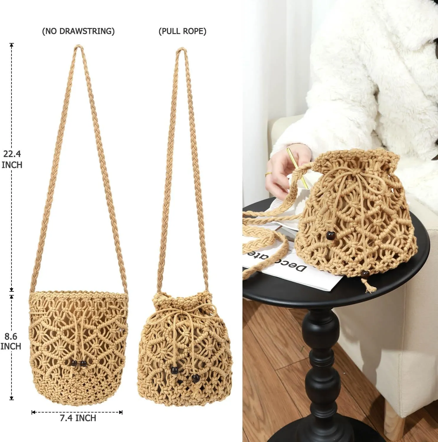 Straw Handbags Purses Crossbody Pocketbook Bag Casual Woven Beach Bags Summer Hobo Hippie Chic Tote Bags with Chain
