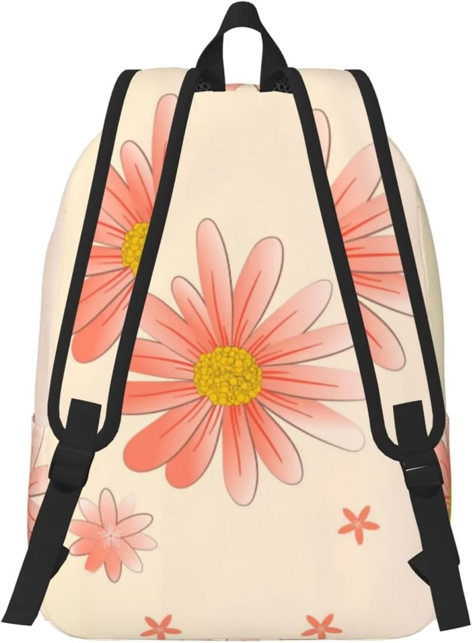 Stylish Canvas Casual Lightweight Backpack For Men, Women,Cartoon Chrysanthemum Laptop Travel Rucksack, Medium