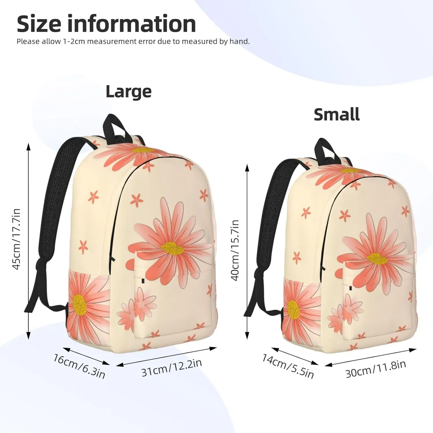Stylish Canvas Casual Lightweight Backpack For Men, Women,Cartoon Chrysanthemum Laptop Travel Rucksack, Medium